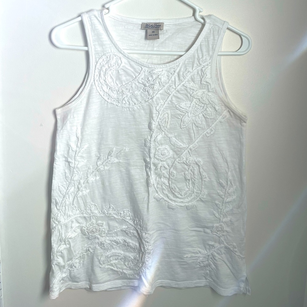 White embroidered tank top